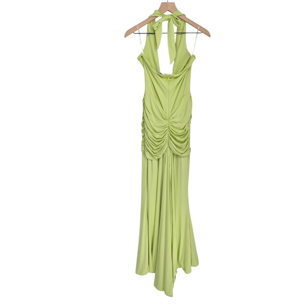 Babyboo Rosetta Green Halter Ruched Deep V Maxi Dress Size M - Picture 3 of 4